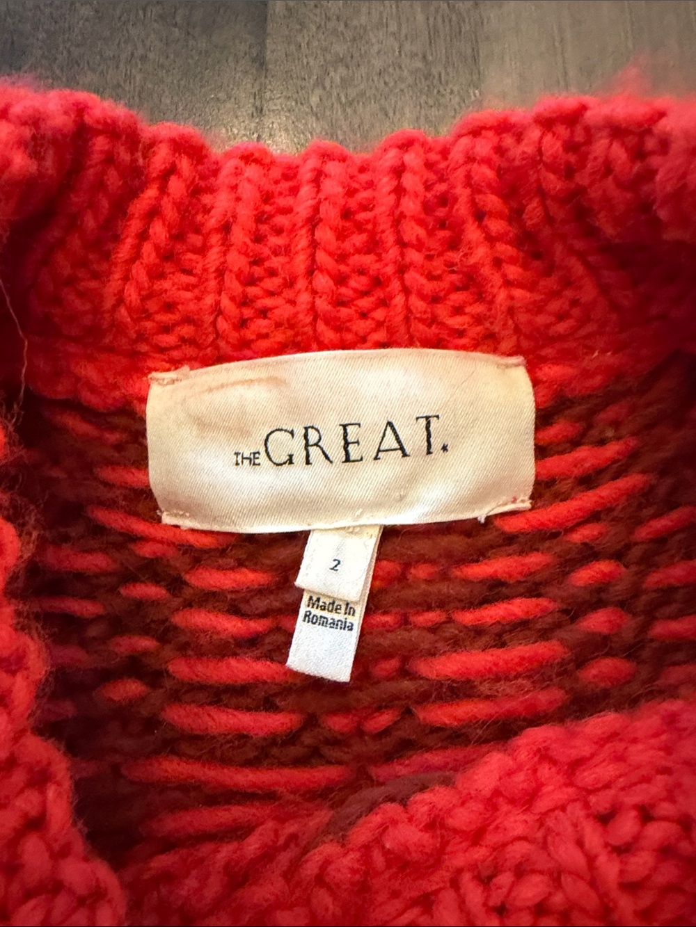 THE GREAT. The Folk Pullover Sweater in Firestone Red Size 2 Like New Oversized - Picture 2 of 7